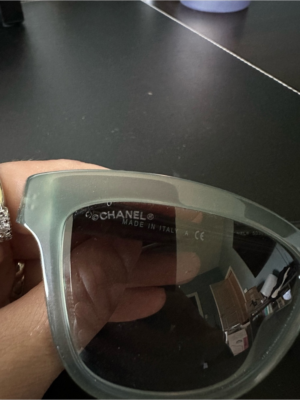 CHANEL Soft Green Cat-Eye Sunglasses with Green Gradient Lenses - Picture 5 of 11